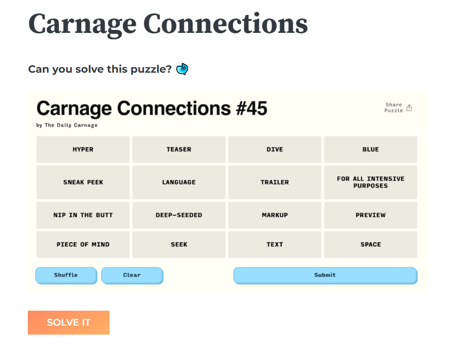 Daily Carnage ads from the past