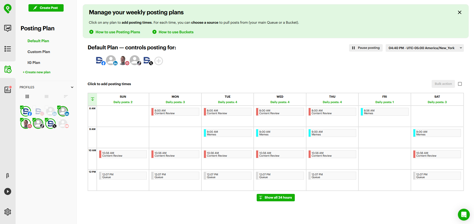 Post Planner posting plans