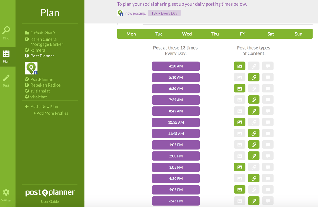 These posting. Post Plan. Add Plan. Facebook Post Planner.